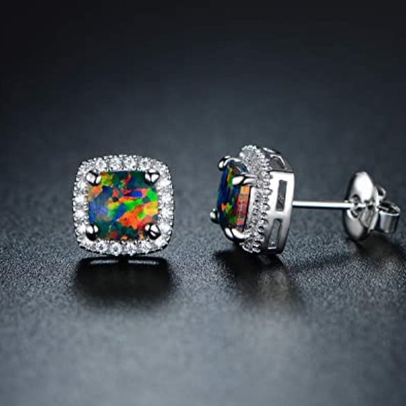 Opal Stud Earrings - Picture 1 of 2